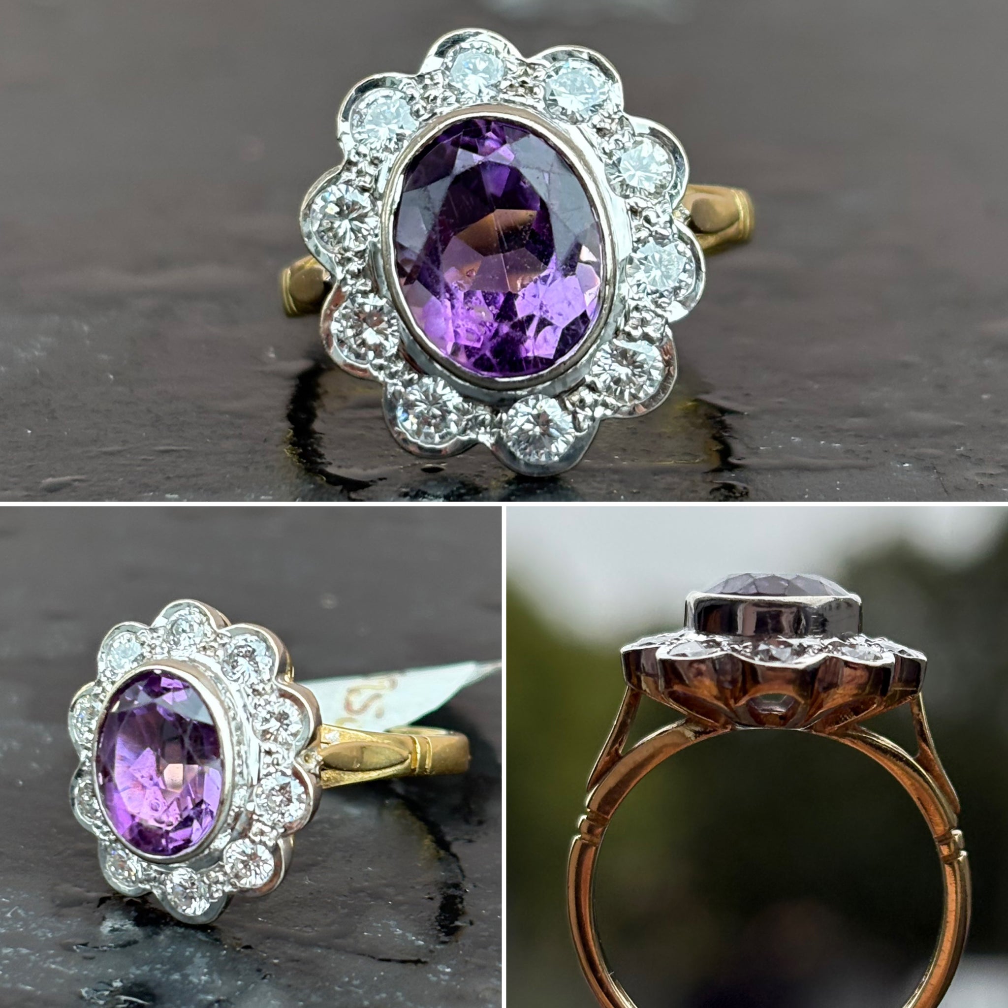 Amethyst and Diamond Cluster Ring