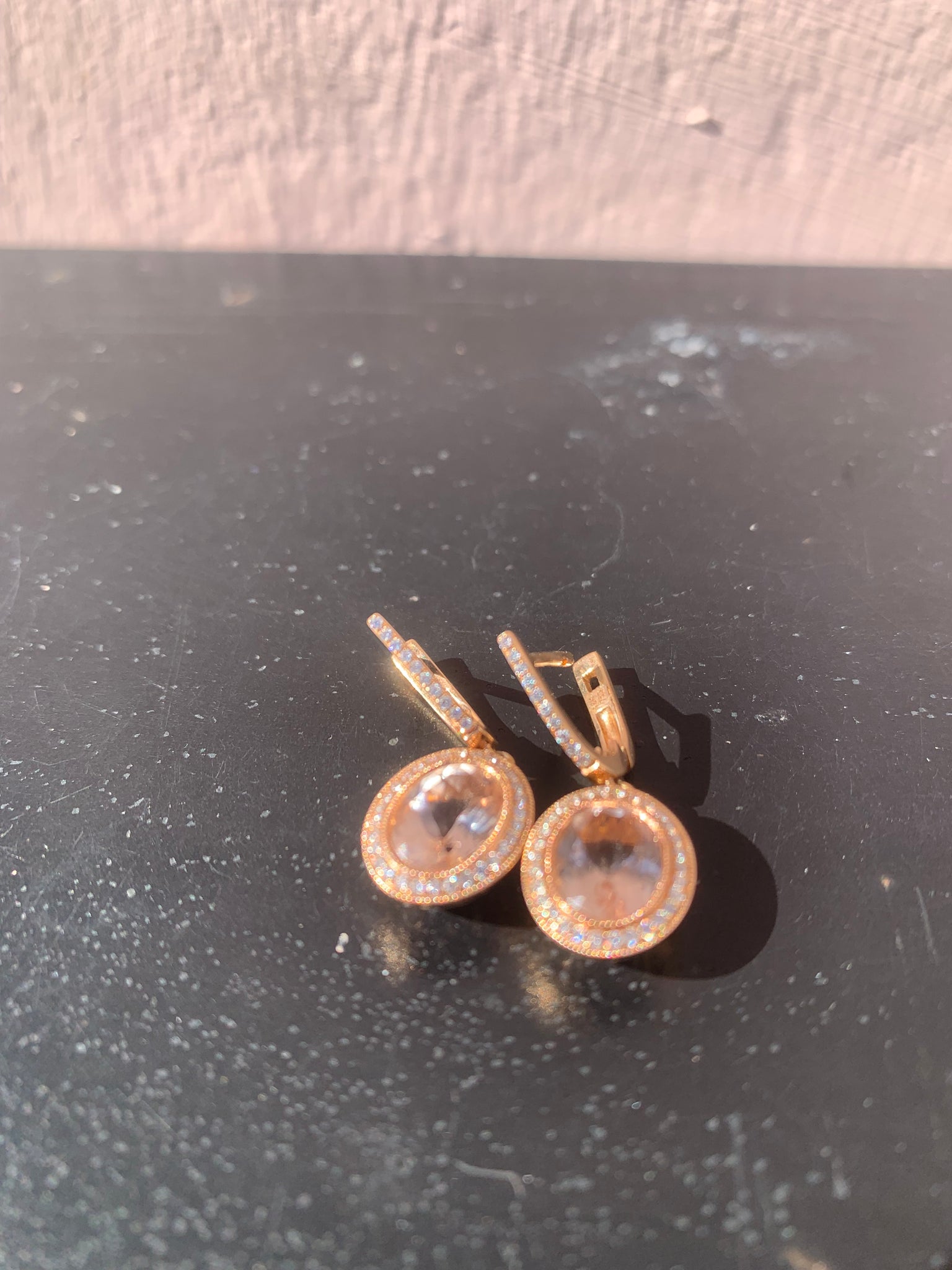 Rose Gold and Morganite Earrings with Diamond Surround