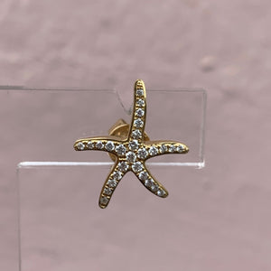 Yellow Gold and Diamond Starfish Earrings