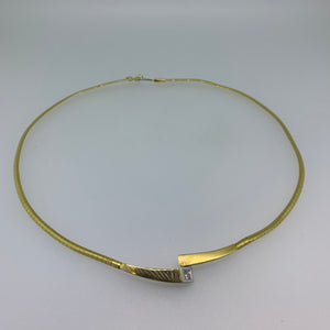Yellow Gold and Diamond Flat Contemporary Necklace