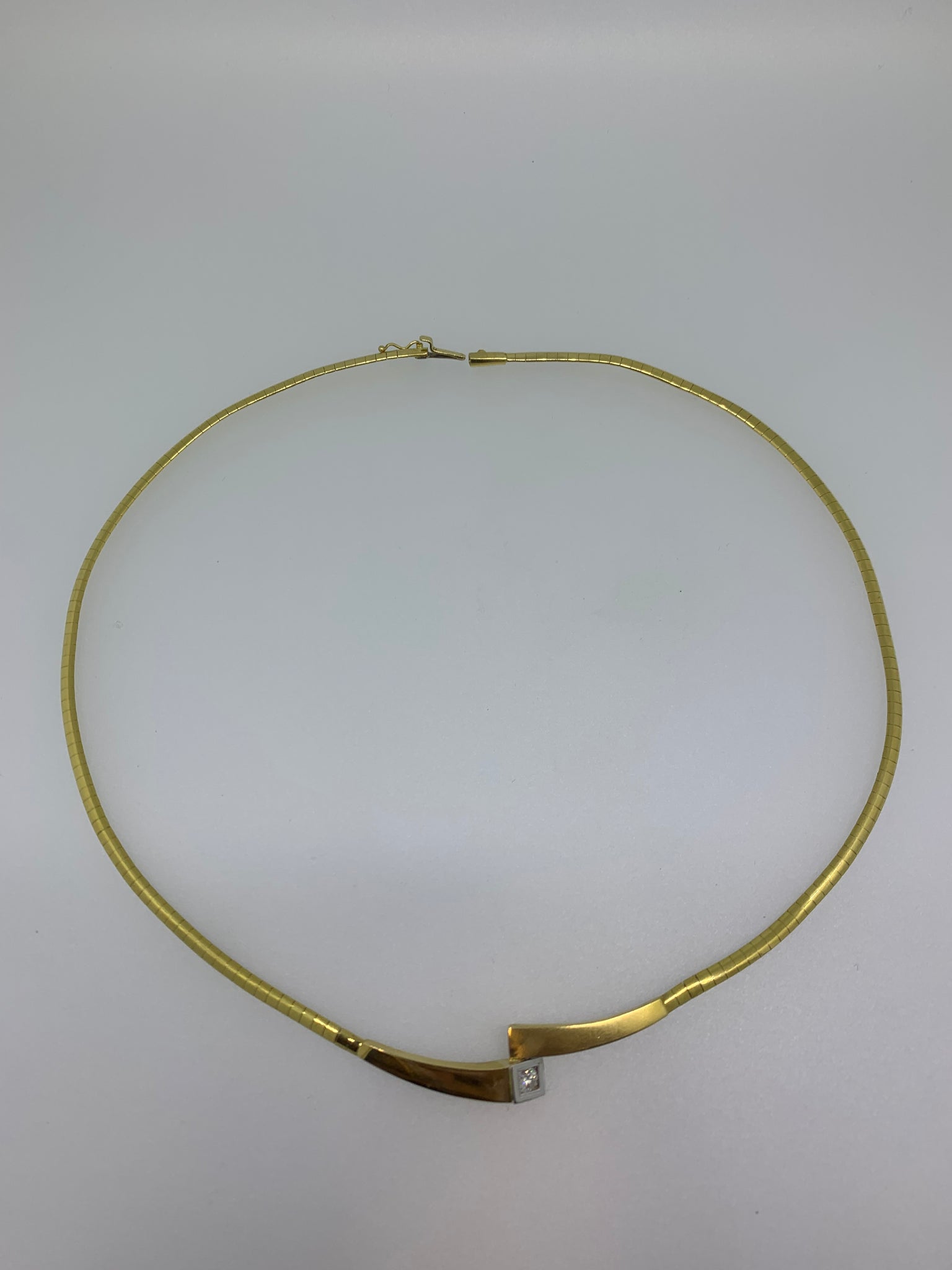 Yellow Gold and Diamond Flat Contemporary Necklace