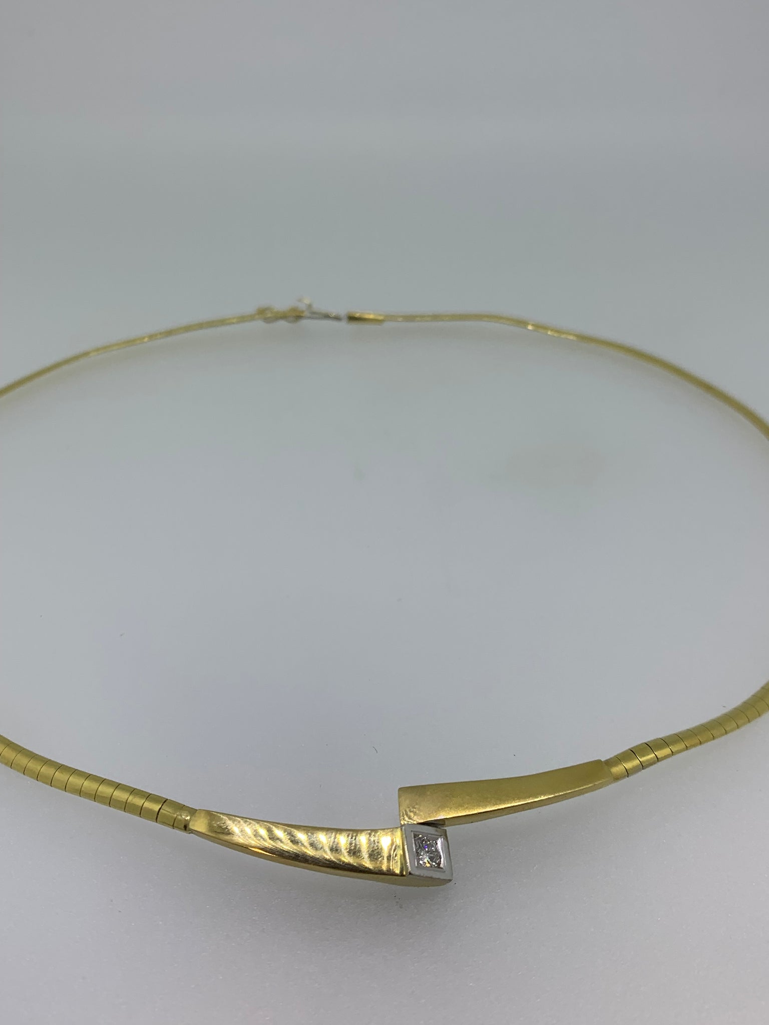 Yellow Gold and Diamond Flat Contemporary Necklace