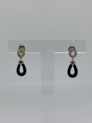 Onyx and Diamond White Gold Earrings