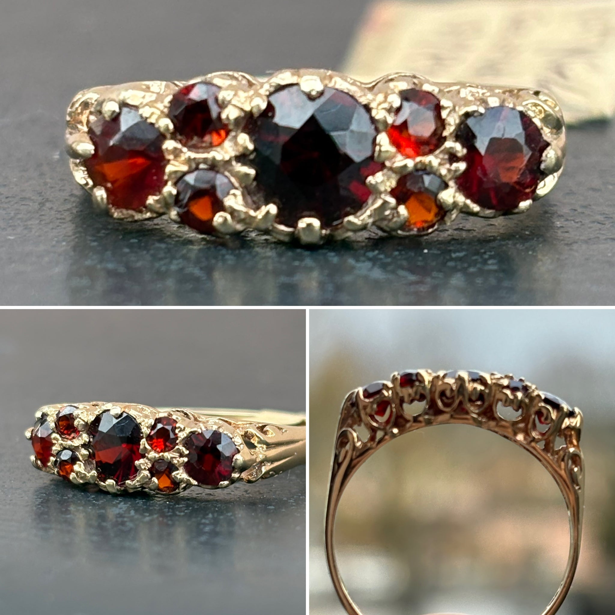 Garnet and Yellow Gold Gypsy Ring