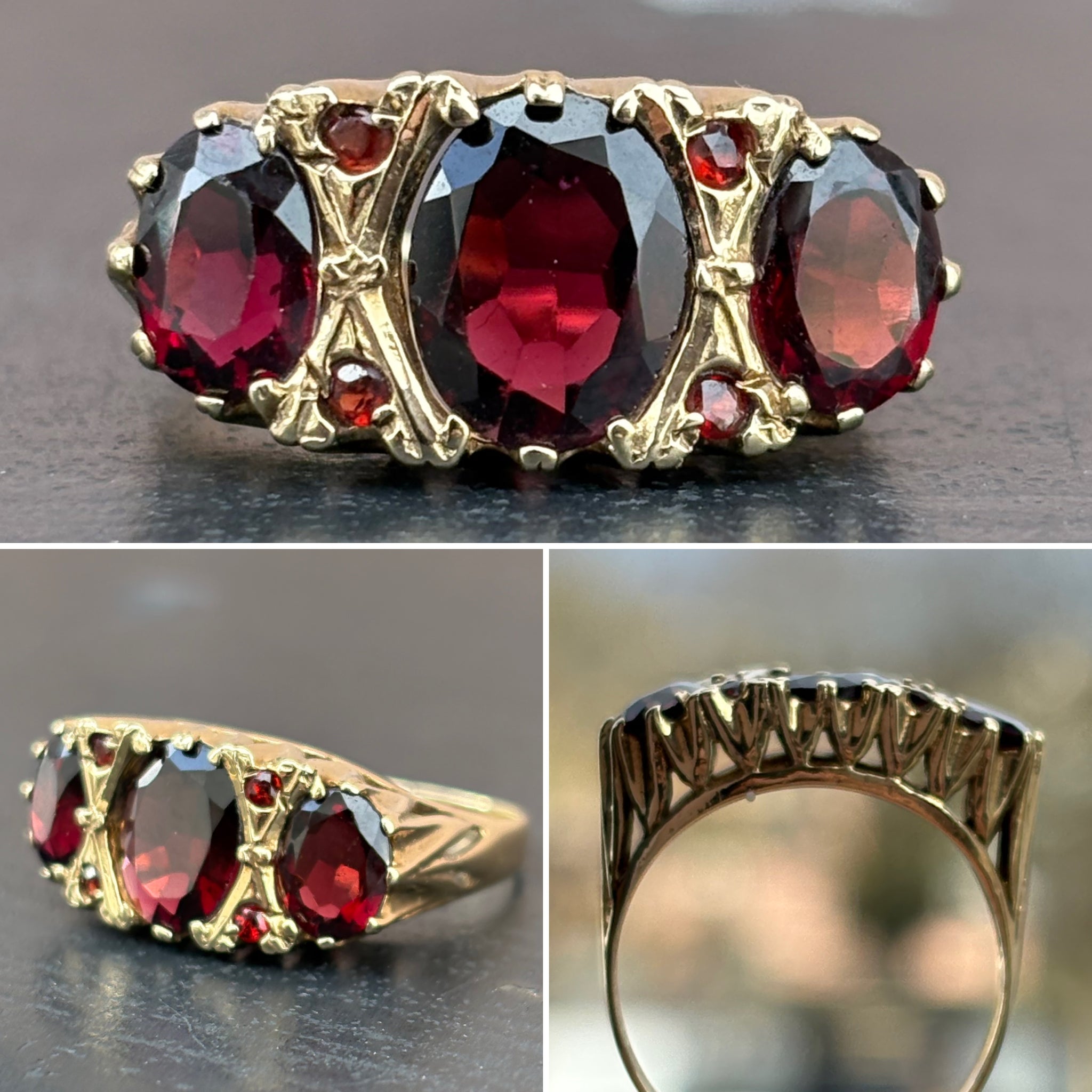 Garnet and Yellow Gold Gypsy Ring