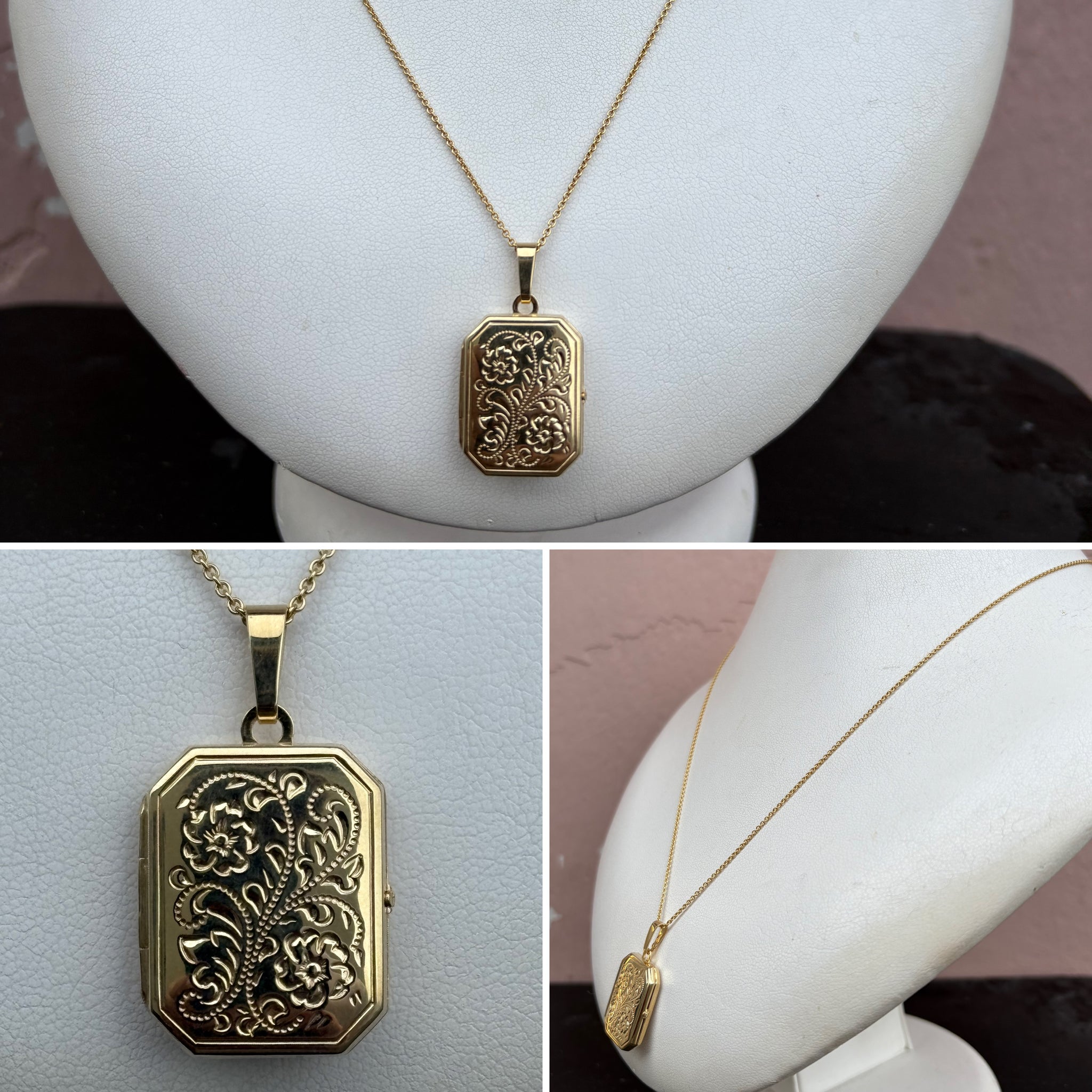 Yellow Gold Engraved Locket