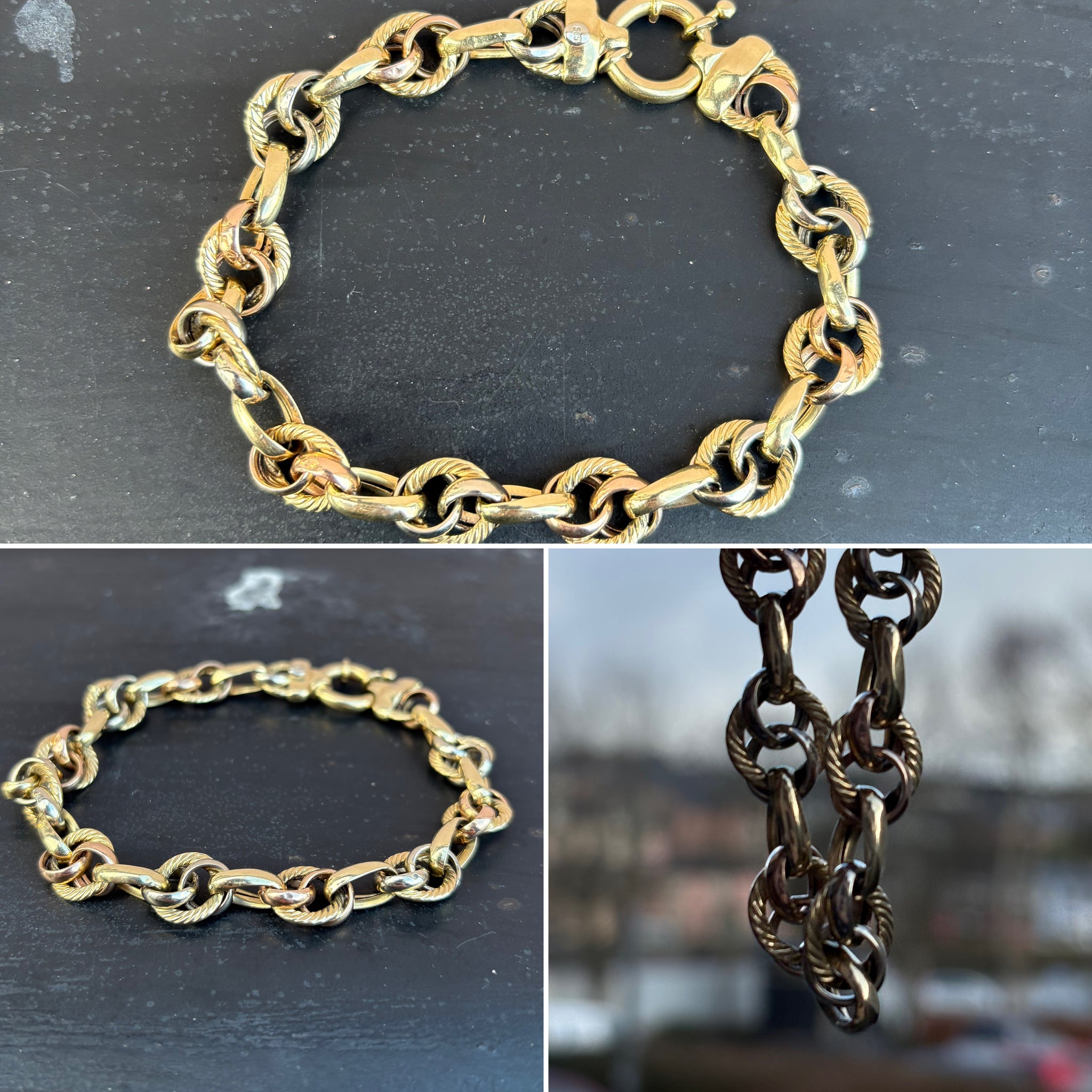 3 Colour Gold Multi-link Bracelet