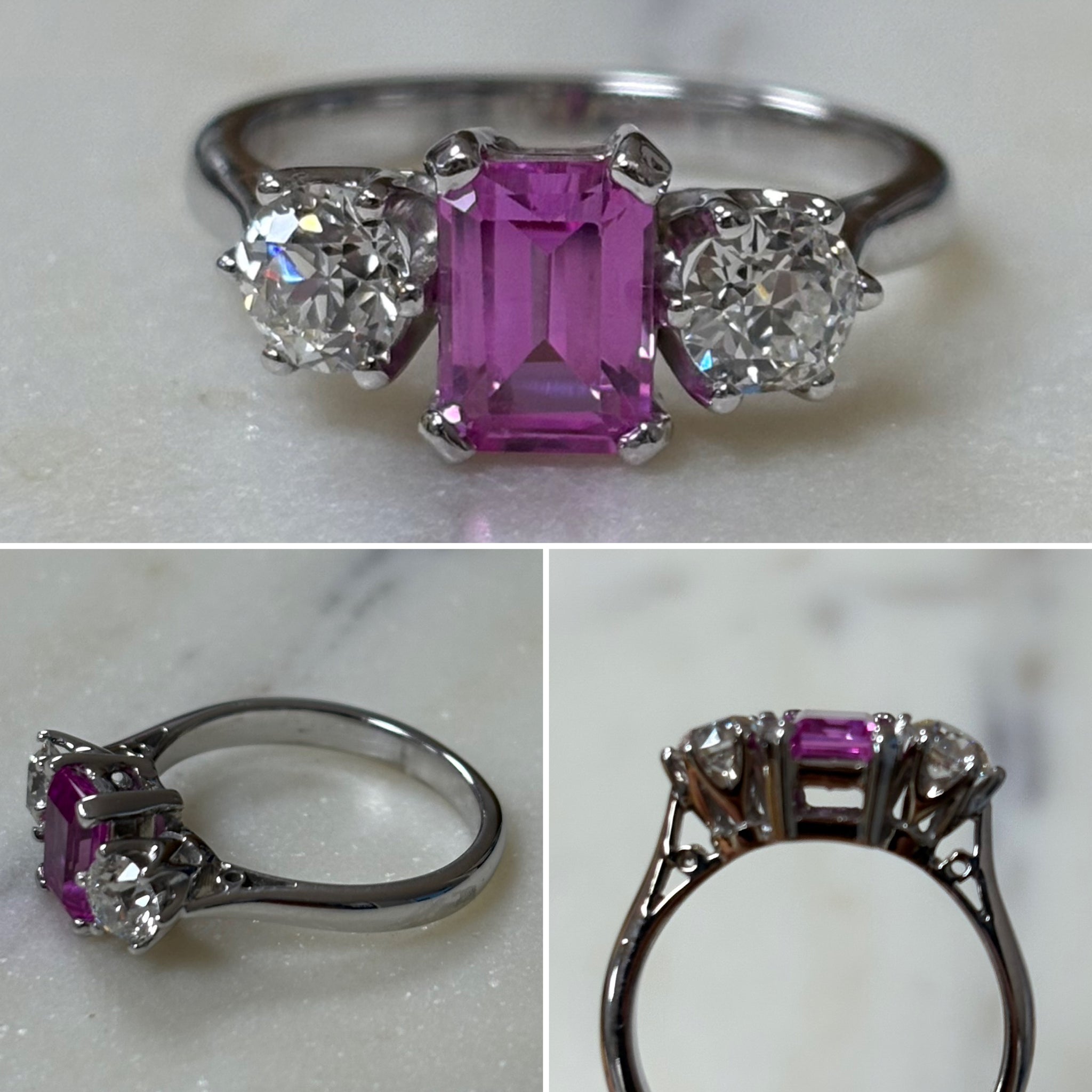 Pink Sapphire and Diamond Ring
