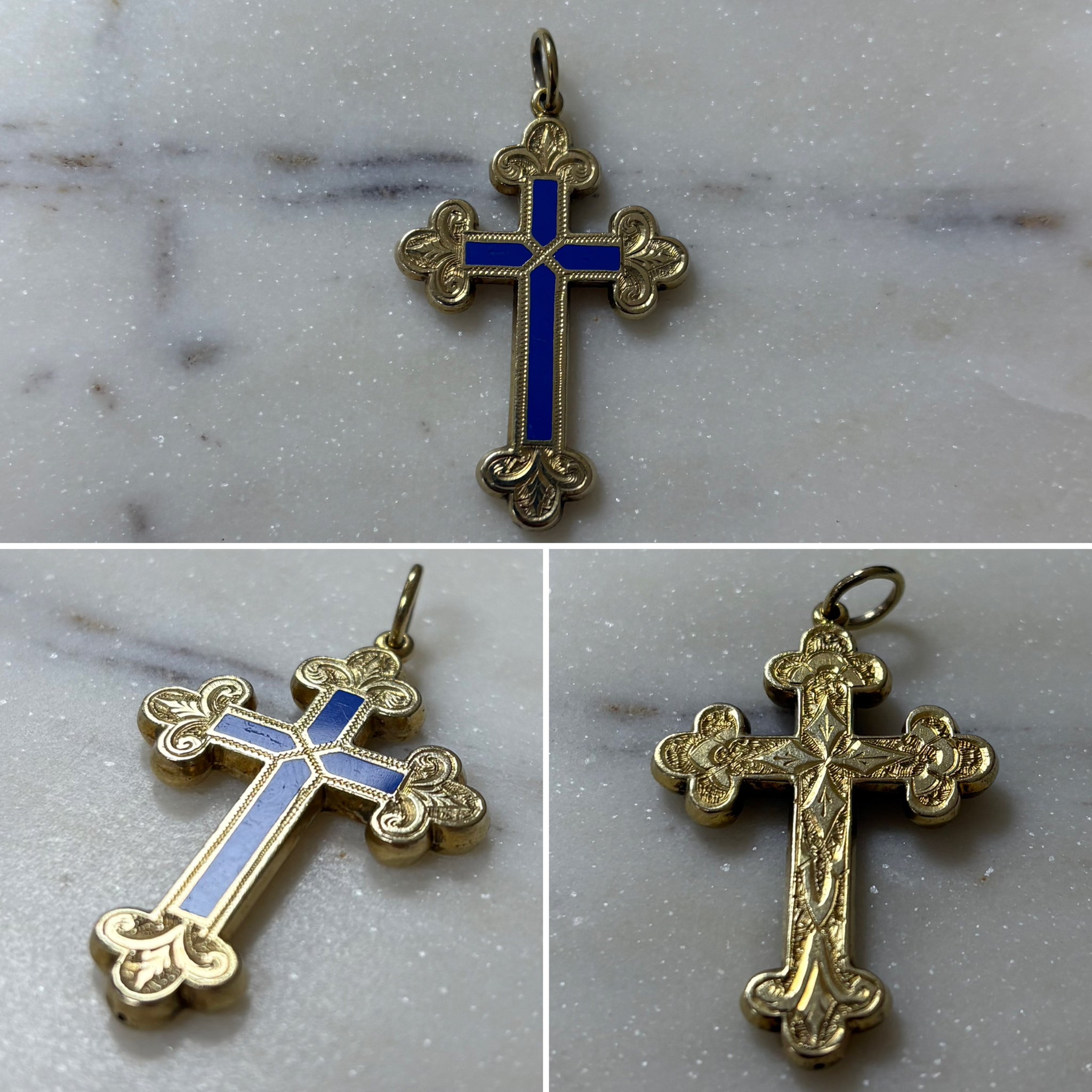 18ct Victorian Gold & Enamel Cross Pendant