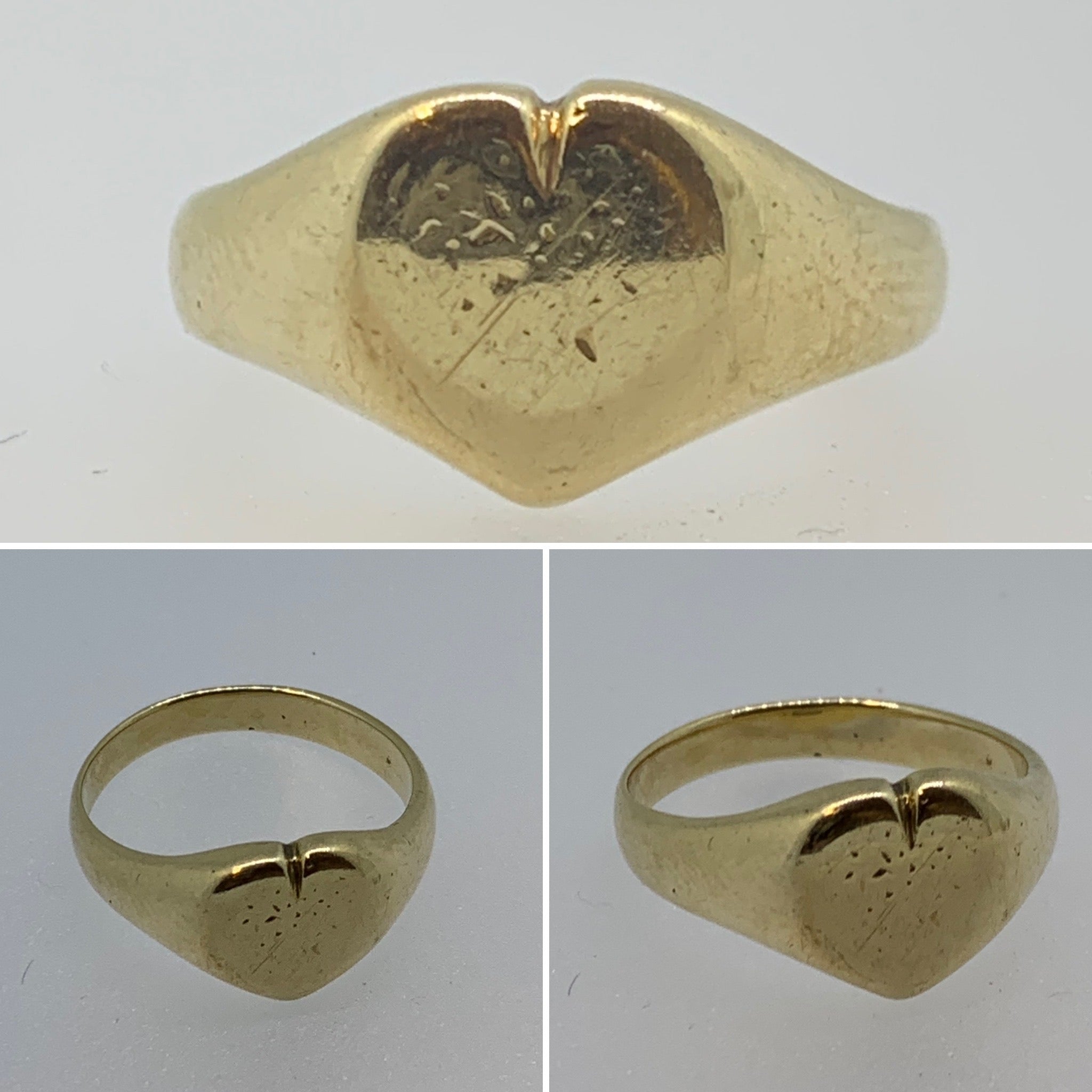 Yellow Gold Heavy Heart Shaped Signet Ring