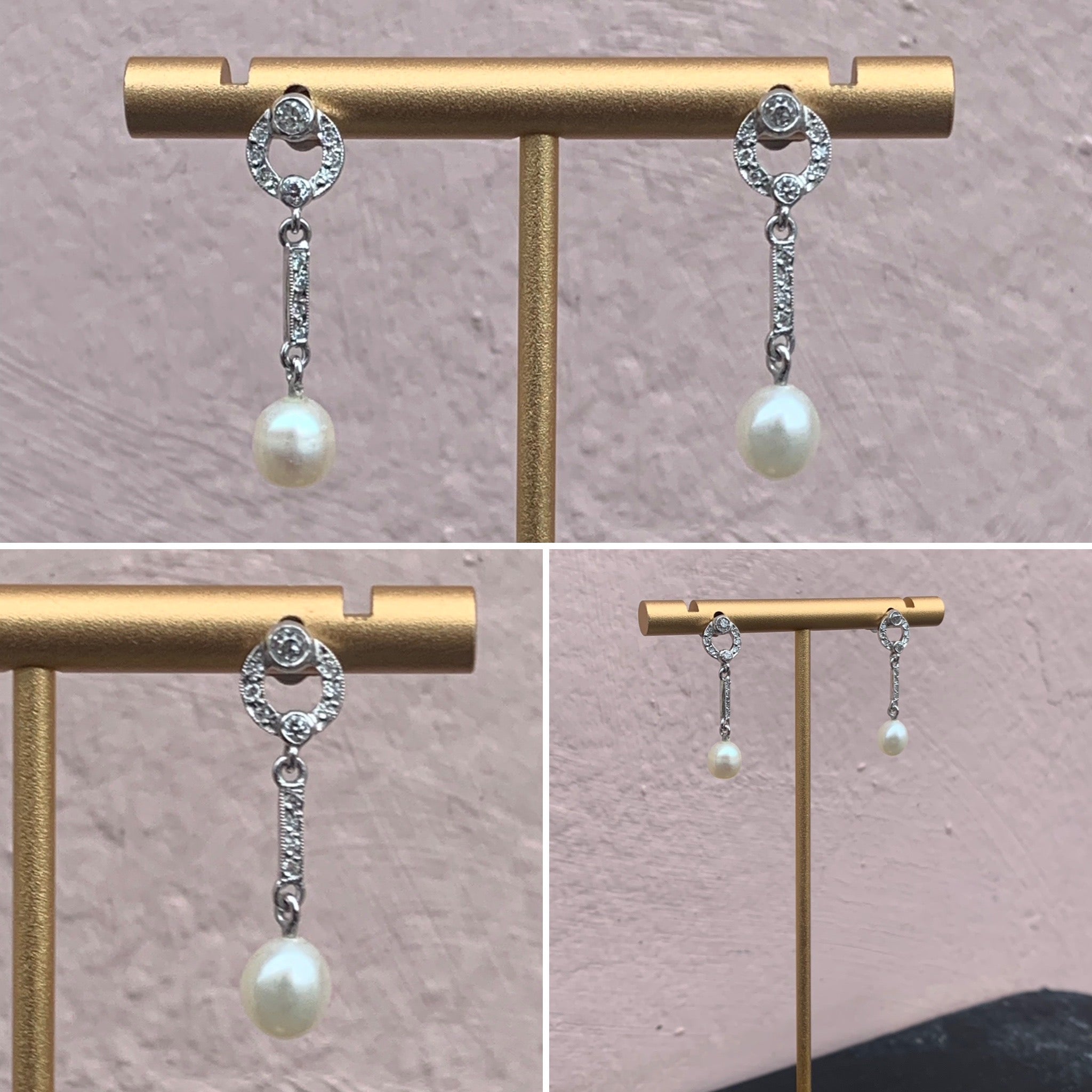 Pearl and Diamond Drop Earrings