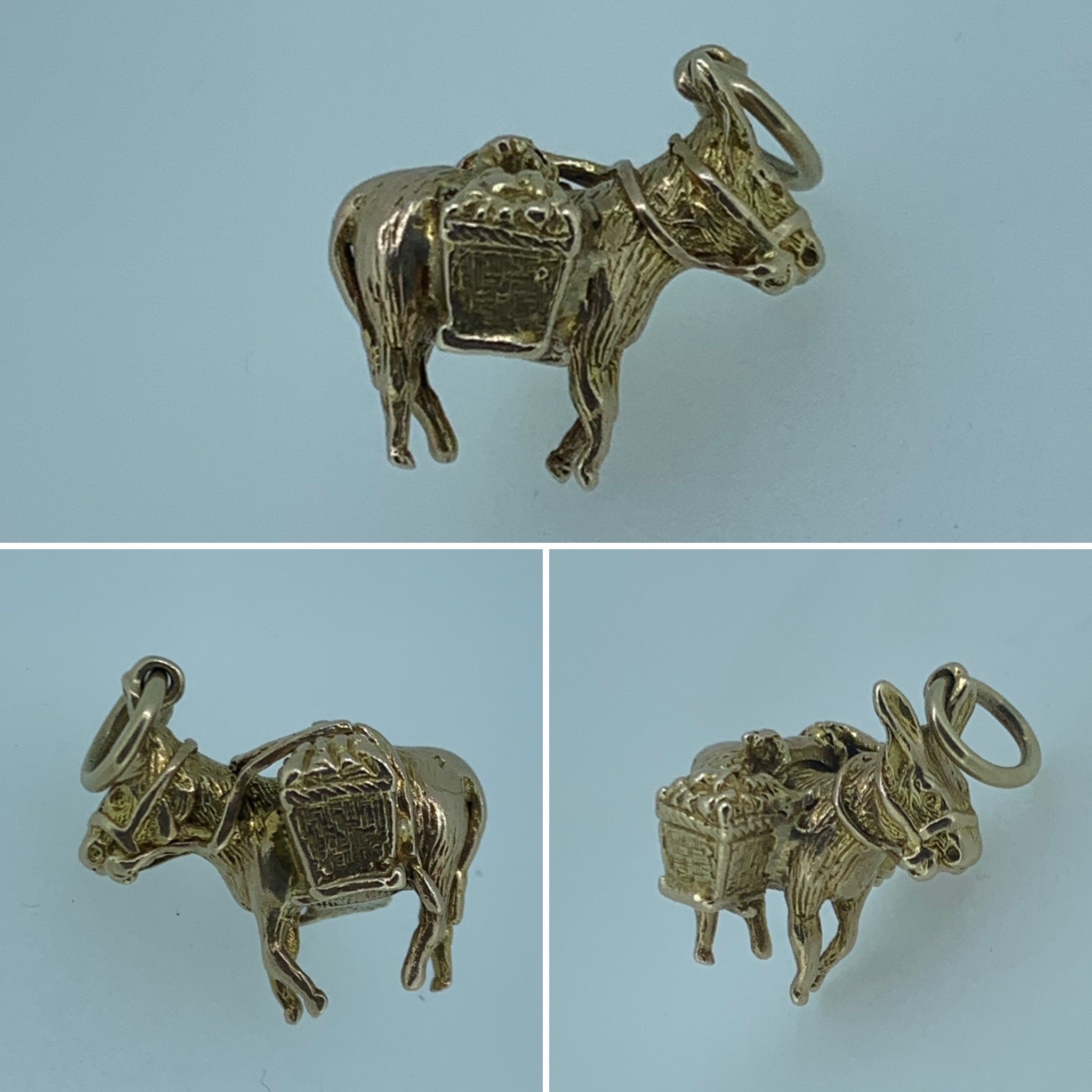 Vintage Gold Large Donkey Charm