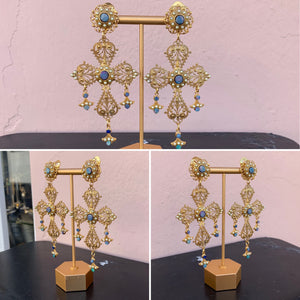 Angelica: Opal and Pearl Gold Earrings