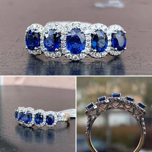 Sapphire and Diamond 5 Stone Ring