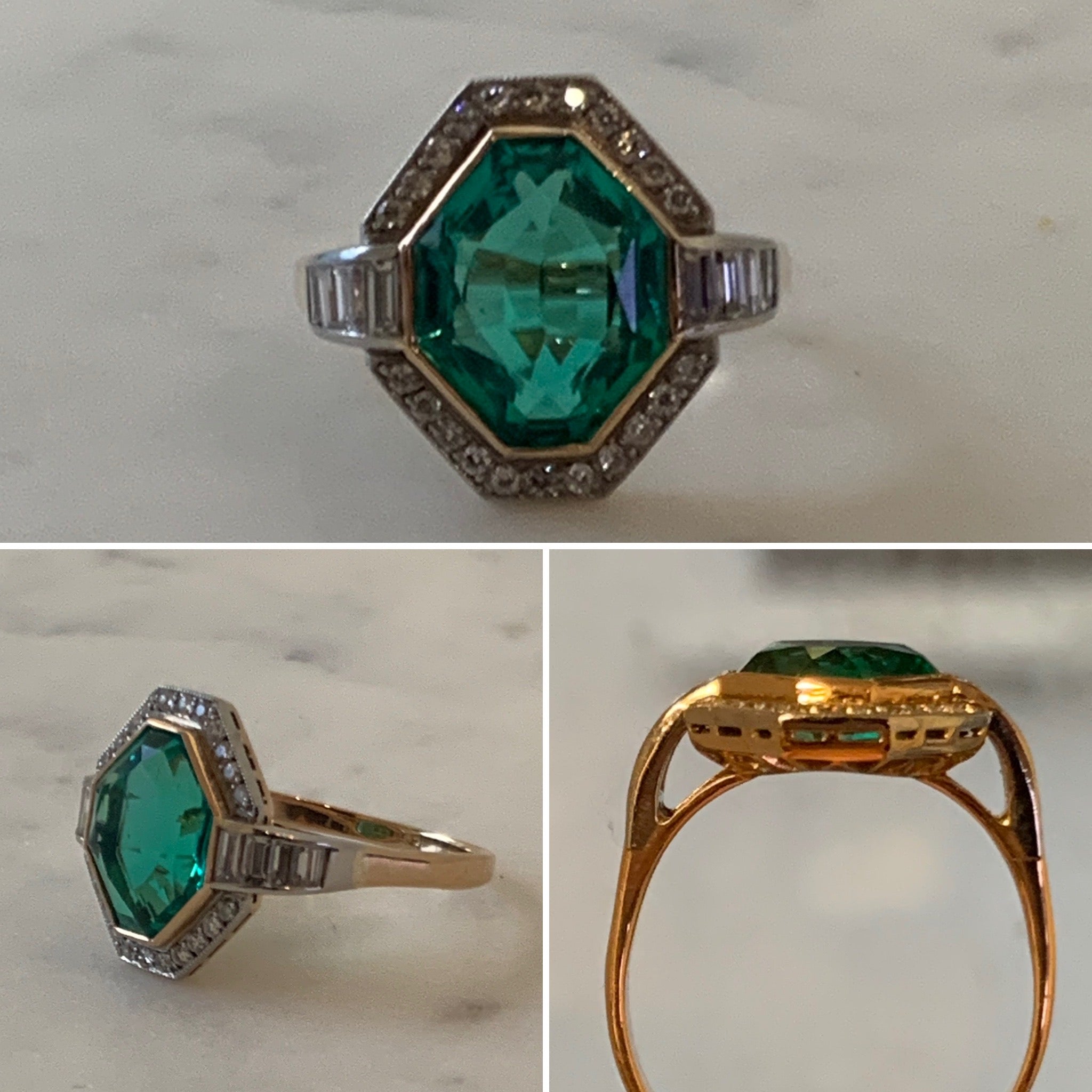 Emerald Diamond Surround Gold Ring