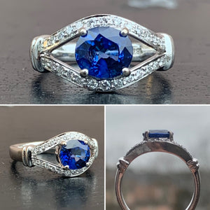 Sri Lankan Sapphire and Diamond Ring