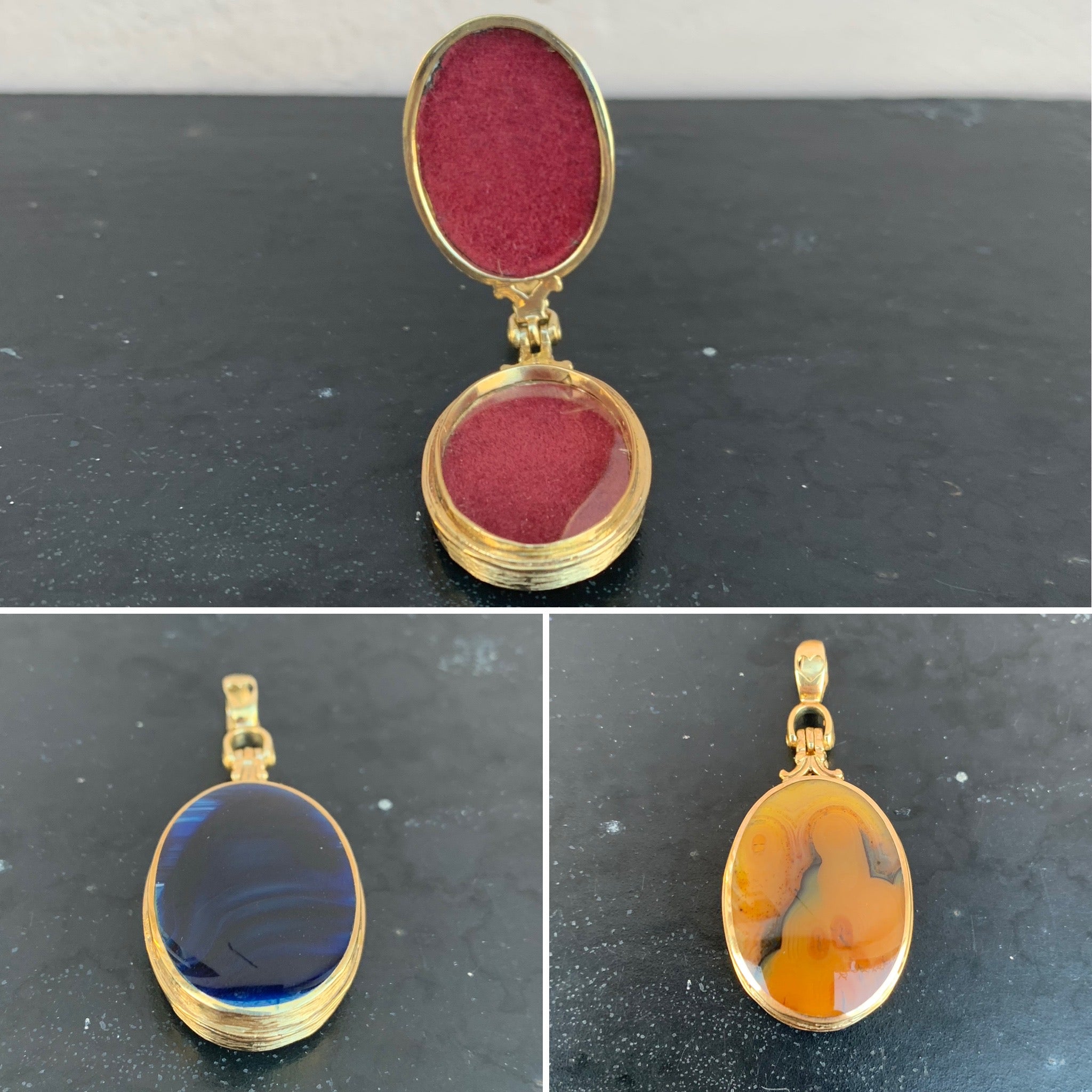 Victorian Chalcedony and Brazilian Agate Yellow Gold Locket