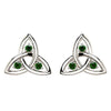 Silver Emerald Stud Trinity Earrings