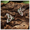 Silver Emerald Stud Trinity Earrings