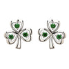 Silver Emerald Stud Shamrock Earrings