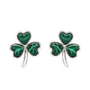 Silver Malachite Shamrock Stud Earrings