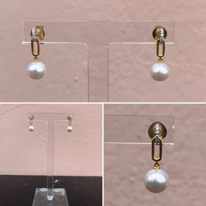 Cultured Pearl and Diamond Earrings
