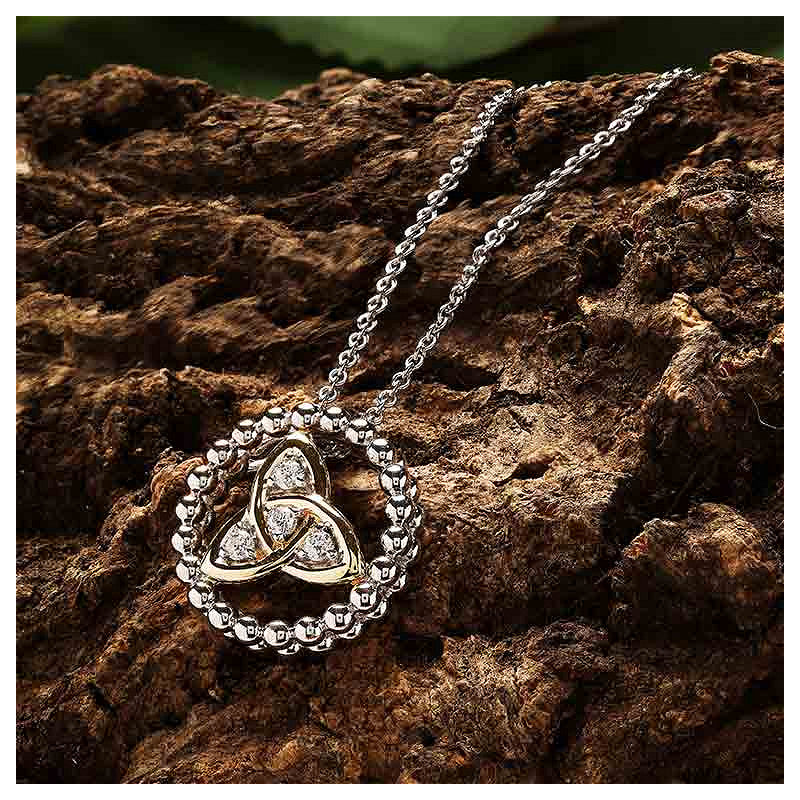 Silver Trinity Knot Necklace with 1m Gold Plate