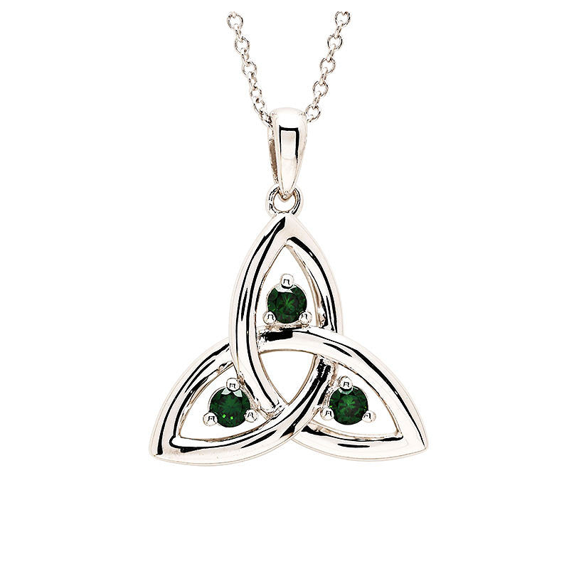 Silver Emerald Trinity Necklace