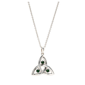 Silver Emerald Trinity Necklace
