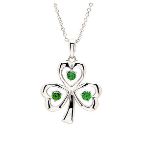 Silver and Emerald Shamrock Necklace