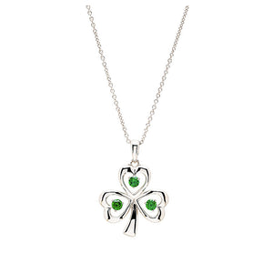 Silver and Emerald Shamrock Necklace