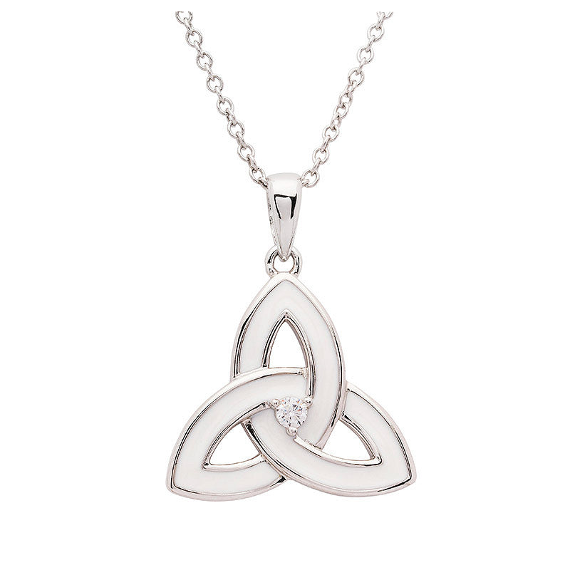 Silver white enamel Trinity Pendant