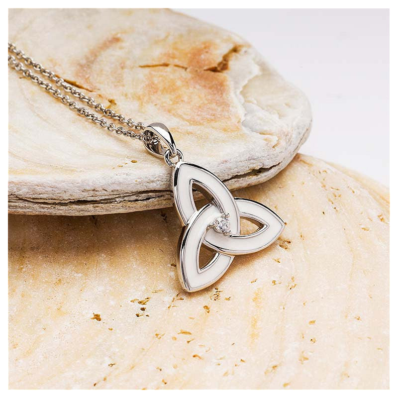 Silver white enamel Trinity Pendant