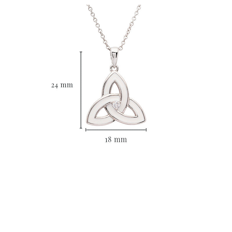Silver white enamel Trinity Pendant