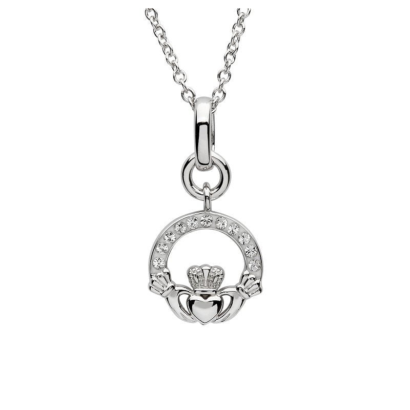 Silver Swarovski Claddagh Pendant
