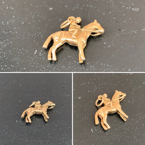 Yellow Gold Horse and Jockey Charm