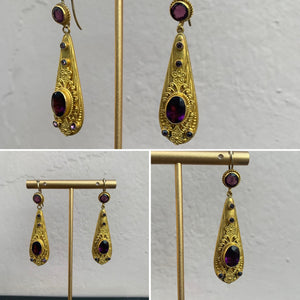 Gold and Amethyst Drop Earrings