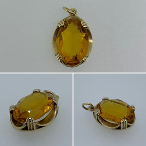 Vintage Gold and Orange Stone Charm