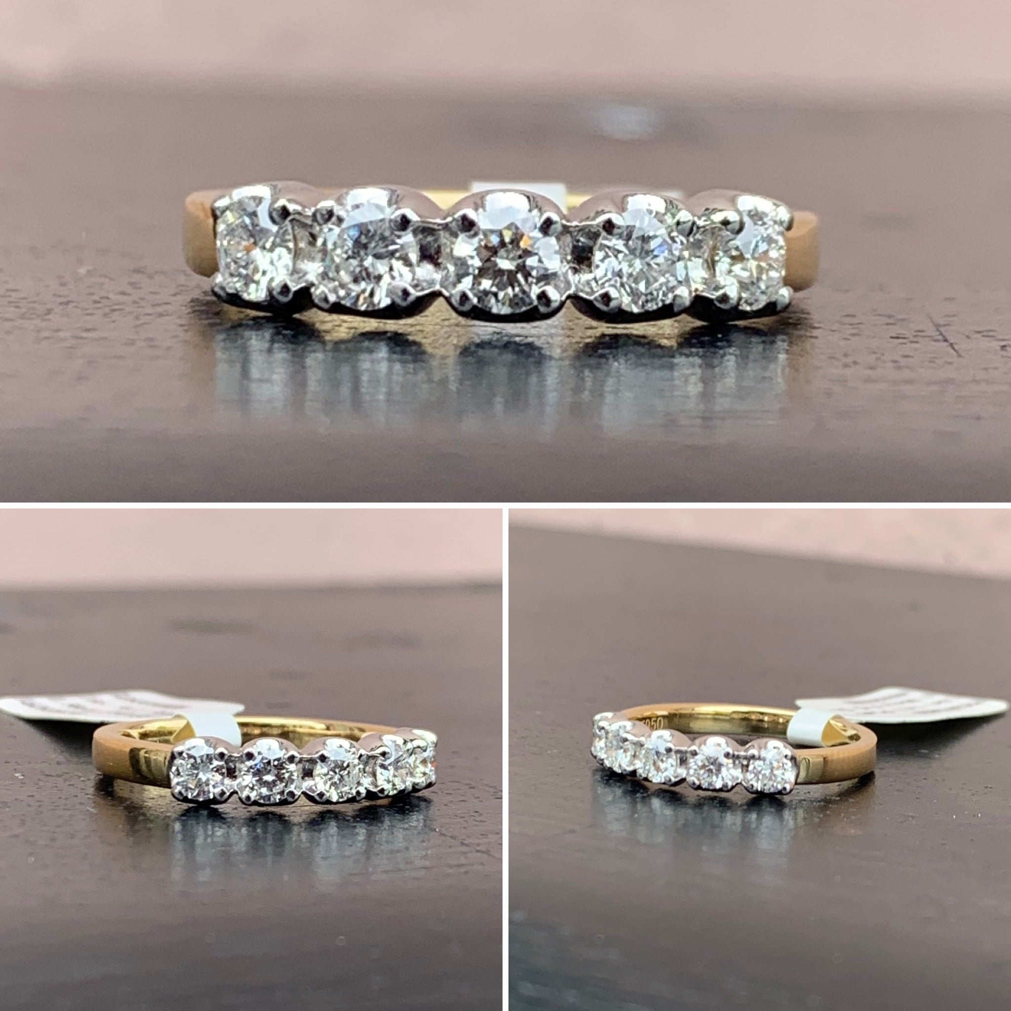 Yellow Gold and Platinum Five Stone Diamond Ring 0.76cts
