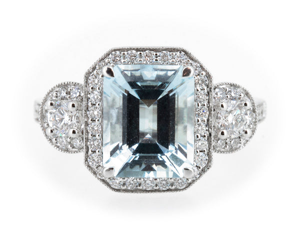 Diamond & Aquamarine ring