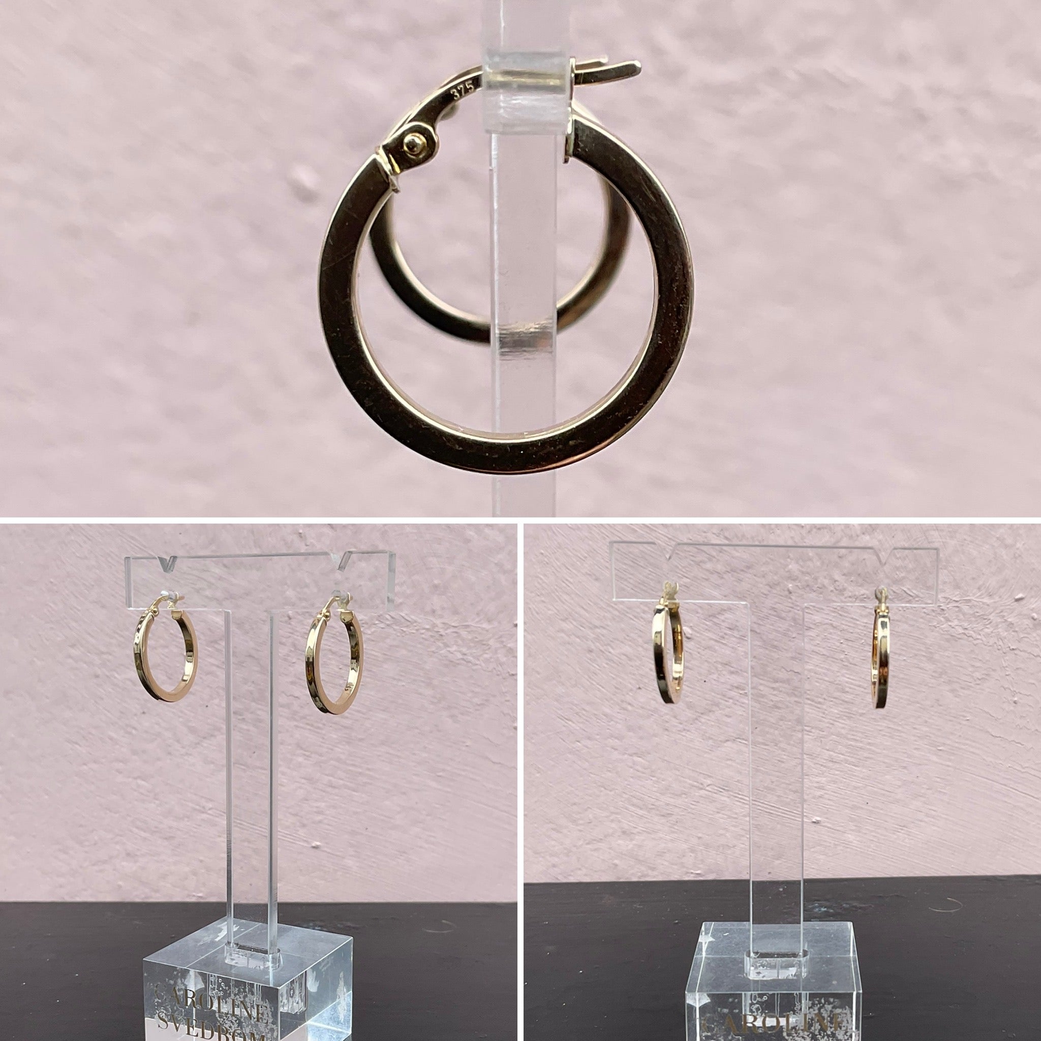 2mm Yellow Gold Square Tube Round Hoop Earrings
