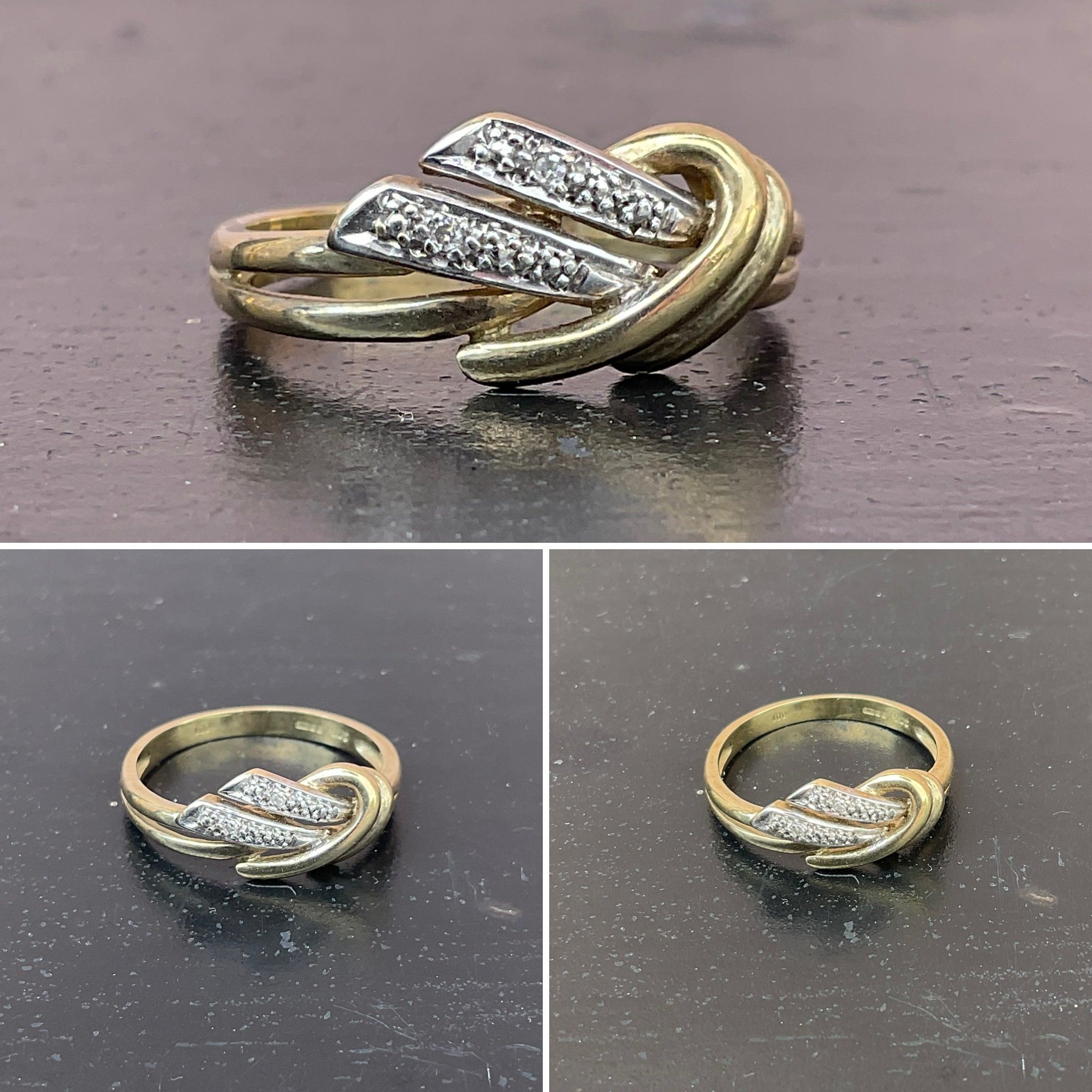 Diamond and Yellow Gold Knot Ring