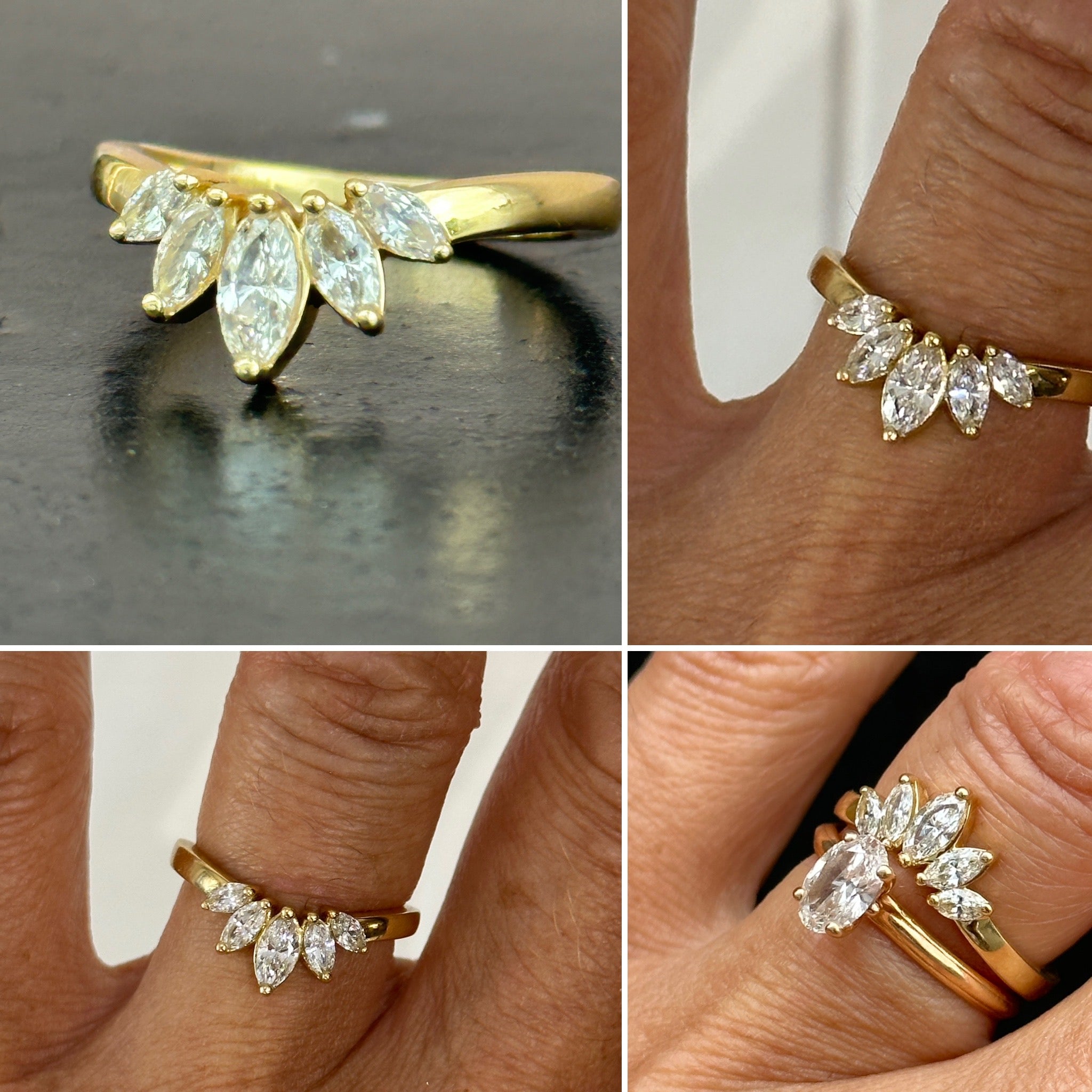 Tiara Ring. Marquise Wedding design.