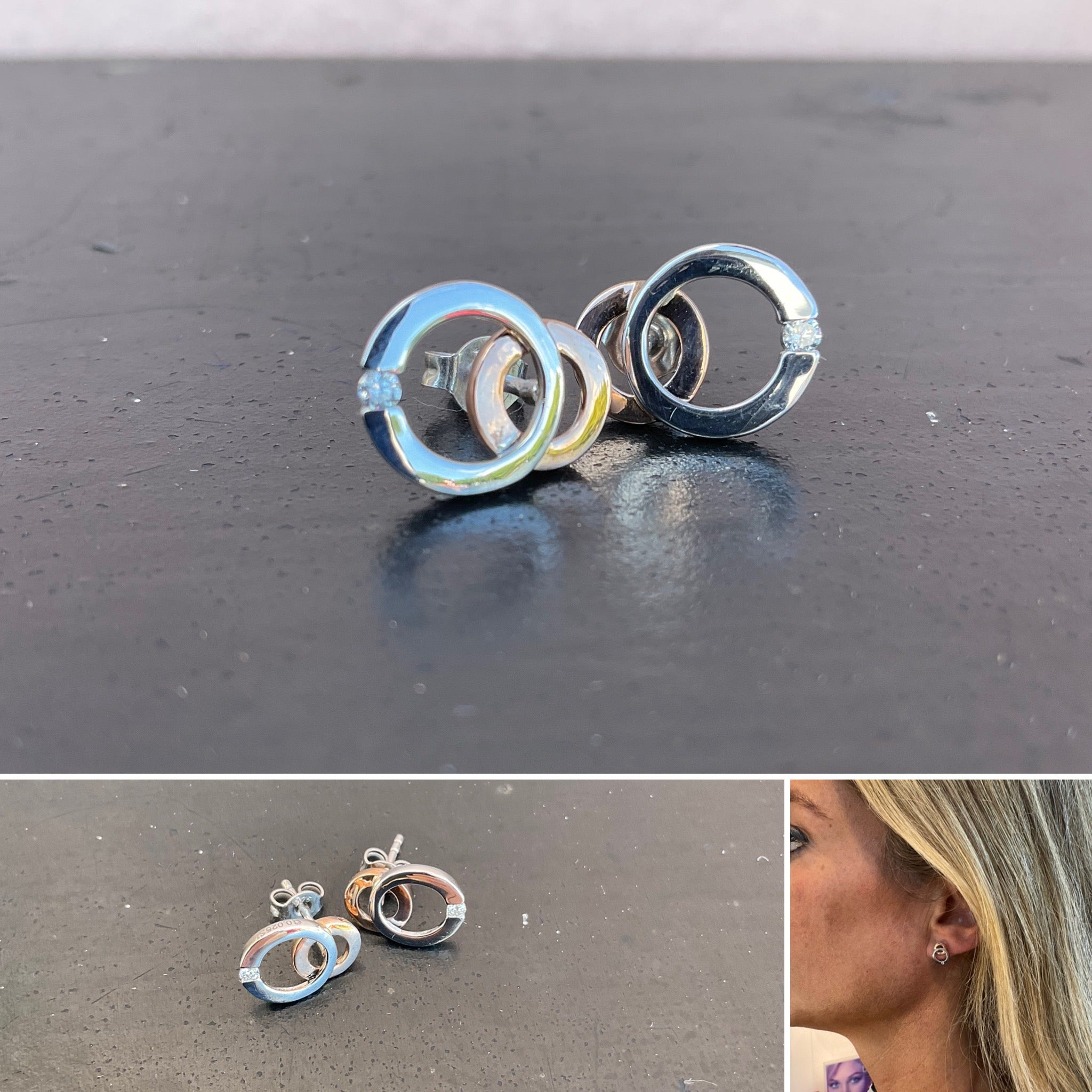 Andrea. Rose and White Gold Stud Earrings