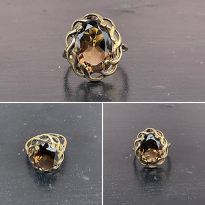 Vintage Smoky Topaz and Yellow Gold Ring
