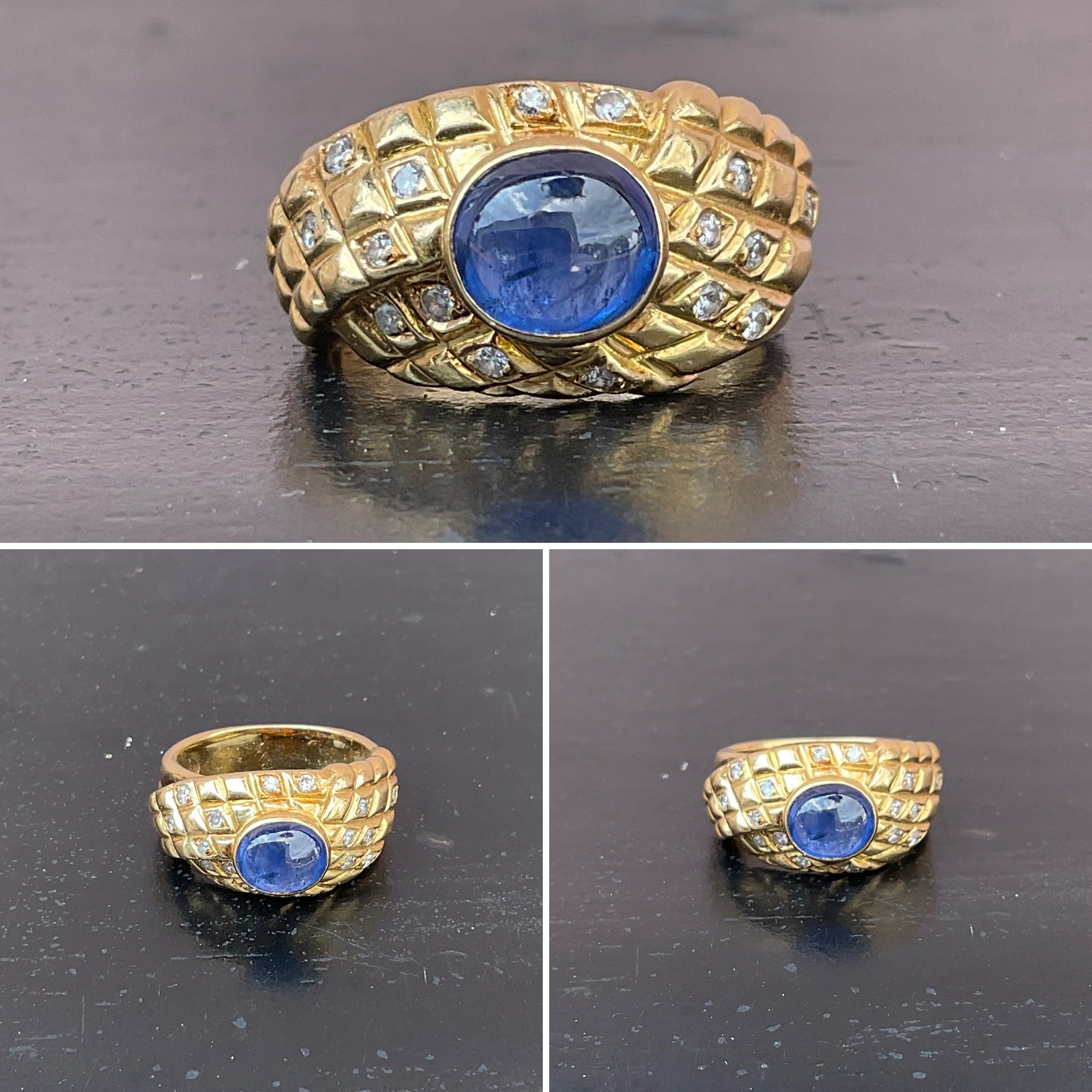 1960 French Cabachon Sapphire Bombe  Ring
