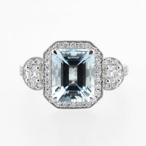 Aquamarine diamond ring