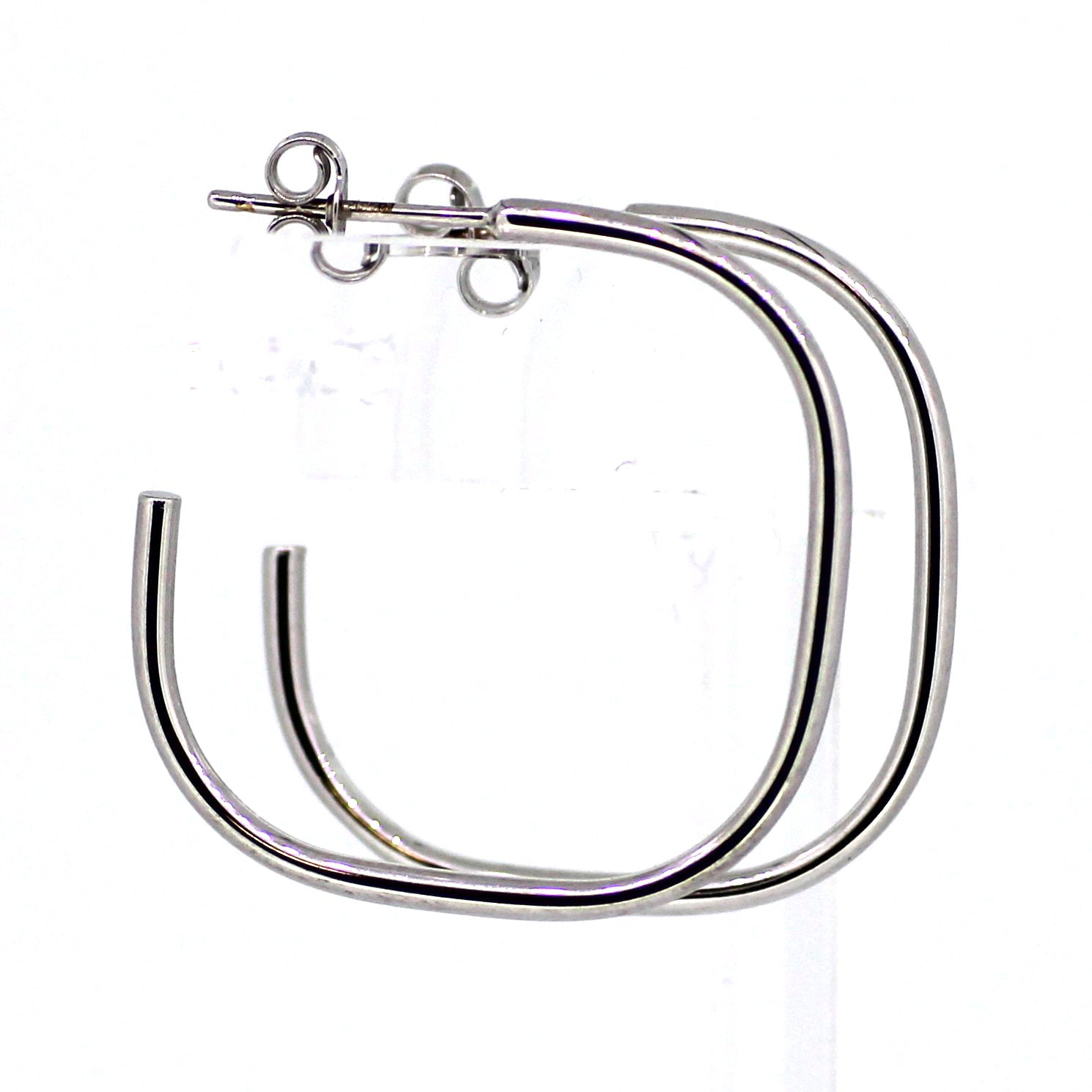 Abstract White Gold Hoop Earrings