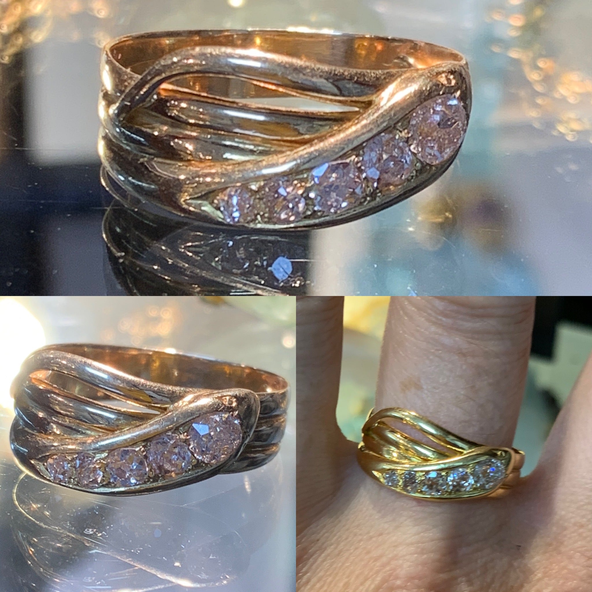 Old Cut Diamond Snake Ring