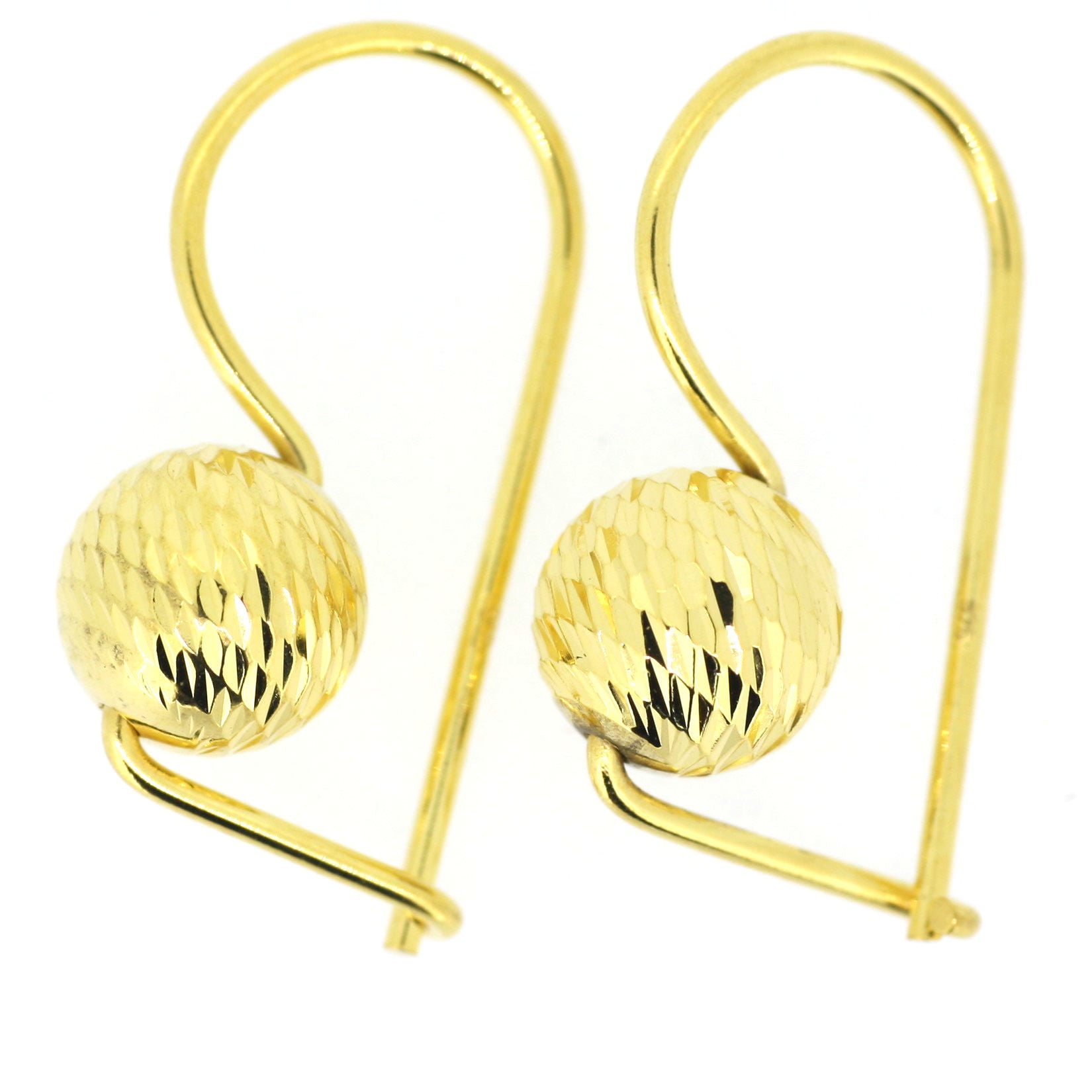 Engraved Ball Hook Drop Earrings